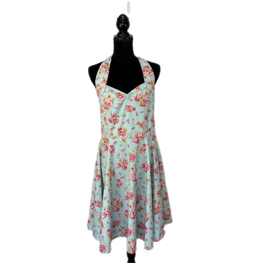 Fifties Chic Floral Halter Pin Up Dress - Women's Size XXL